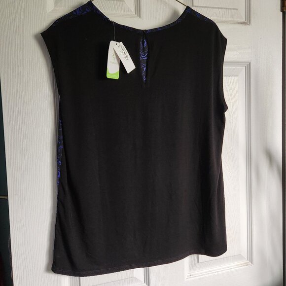 Womens Sleeveless Blouse, Blue and Black, Reitmans, Size XL - Picture 2 of 5